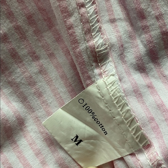 Striped Color Block Button Down Shirt Womens Sz MD Pink Yellow Summer Coastal - Picture 5 of 5